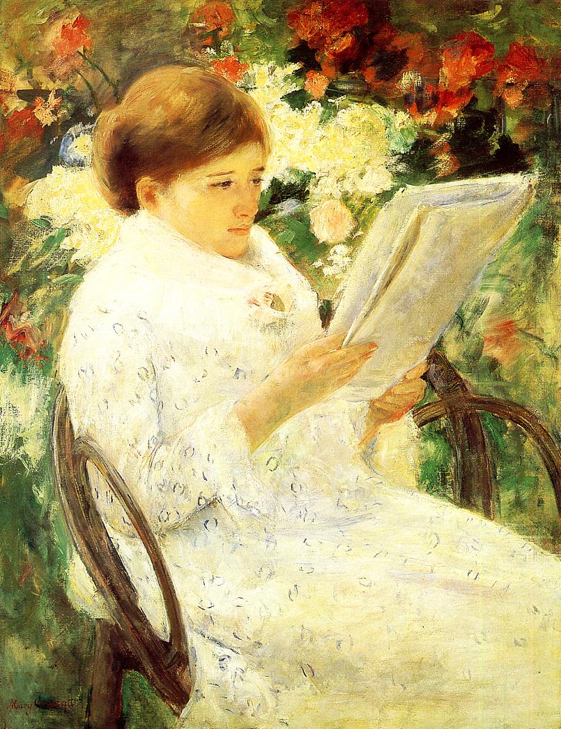 Woman Reading in a Garden Yellow - Mary Cassatt Painting on Canvas